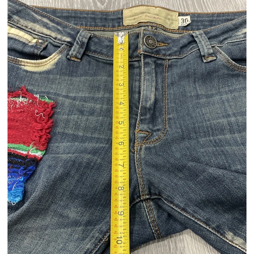 FREE PEOPLE ARTISAN DE LUXE PATCHED SKINNY JEAN BOHO FESTIVAL RARE Women Sz 30 - Picture 10 of 11